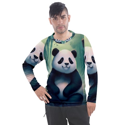 Animal Panda Forest Tree Natural Men s Pique Long Sleeve Tee by pakminggu