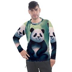 Animal Panda Forest Tree Natural Men s Pique Long Sleeve Tee