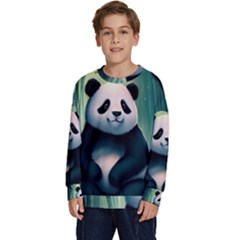 Animal Panda Forest Tree Natural Kids  Long Sleeve Jersey