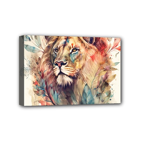 Lion Africa African Art Mini Canvas 6  X 4  (stretched) by pakminggu