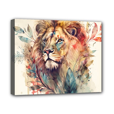 Lion Africa African Art Canvas 10  X 8  (stretched) by pakminggu