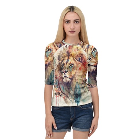 Lion Africa African Art Quarter Sleeve Raglan Tee by pakminggu