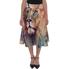 Lion Africa African Art Perfect Length Midi Skirt by pakminggu