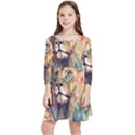 Lion Africa African Art Kids  Quarter Sleeve Skater Dress View1