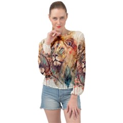 Lion Africa African Art Banded Bottom Chiffon Top by pakminggu