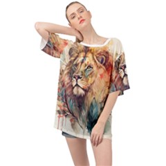 Lion Africa African Art Oversized Chiffon Top by pakminggu