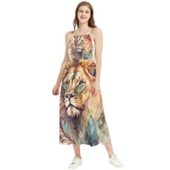 Lion Africa African Art Boho Sleeveless Summer Dress