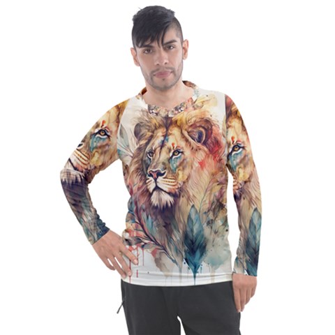 Lion Africa African Art Men s Pique Long Sleeve Tee by pakminggu