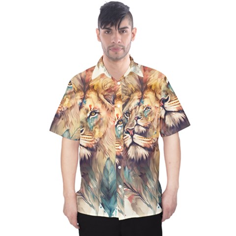 Lion Africa African Art Men s Hawaii Shirt by pakminggu