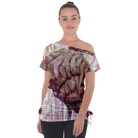 Brain Think Neurons Circuit Off Shoulder Tie-up Tee by pakminggu