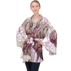 Brain Think Neurons Circuit Long Sleeve Velvet Kimono  by pakminggu