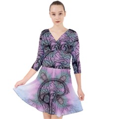 Tourette Syndrome Epilepsy Brain Quarter Sleeve Front Wrap Dress by pakminggu