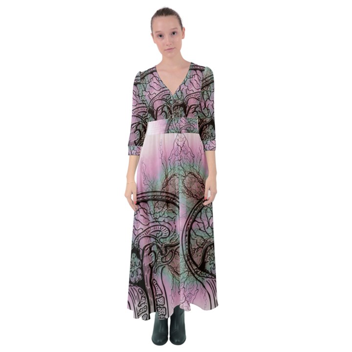 Tourette Syndrome Epilepsy Brain Button Up Maxi Dress