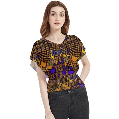 Binary Code Transformation Butterfly Chiffon Blouse by pakminggu