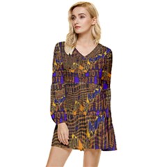 Binary Code Transformation Tiered Long Sleeve Mini Dress by pakminggu