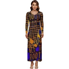 Binary Code Transformation Long Sleeve Longline Maxi Dress by pakminggu