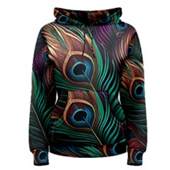 Peacock Feathers Nature Feather Pattern Women s Pullover Hoodie