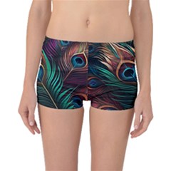 Peacock Feathers Nature Feather Pattern Boyleg Bikini Bottoms by pakminggu