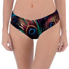 Peacock Feathers Nature Feather Pattern Reversible Classic Bikini Bottoms by pakminggu