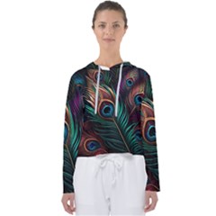 Peacock Feathers Nature Feather Pattern Women s Slouchy Sweat by pakminggu