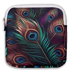 Peacock Feathers Nature Feather Pattern Mini Square Pouch by pakminggu