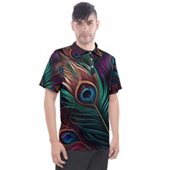 Peacock Feathers Nature Feather Pattern Men s Polo Tee by pakminggu