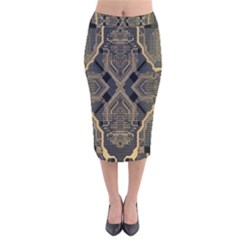 Brain Technology Data Digital Velvet Midi Pencil Skirt by pakminggu