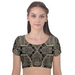 Brain Technology Data Digital Velvet Short Sleeve Crop Top  by pakminggu