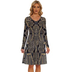 Brain Technology Data Digital Long Sleeve Dress With Pocket by pakminggu