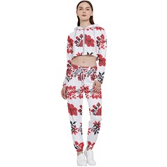 Ukraine Scheme Pattern Kit Ornament Plants Cropped Zip Up Lounge Set by pakminggu