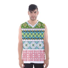 Ukraine Ornament Pattern Symbolism Geometric Men s Basketball Tank Top by pakminggu