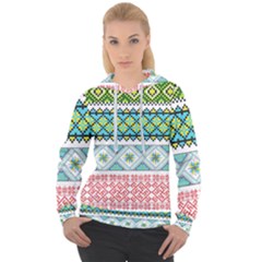 Ukraine Ornament Pattern Symbolism Geometric Women s Overhead Hoodie