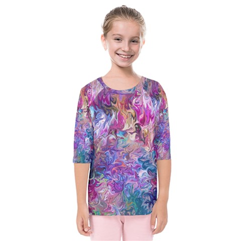 Painted Flames Kids  Quarter Sleeve Raglan Tee by kaleidomarblingart