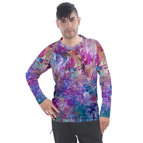 Painted Flames Men s Pique Long Sleeve Tee by kaleidomarblingart