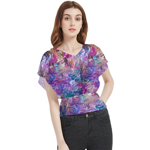 Painted Flames Butterfly Chiffon Blouse by kaleidomarblingart