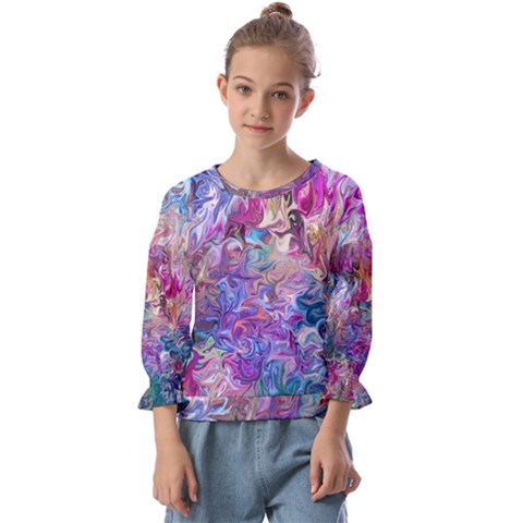 Painted Flames Kids  Cuff Sleeve Top by kaleidomarblingart