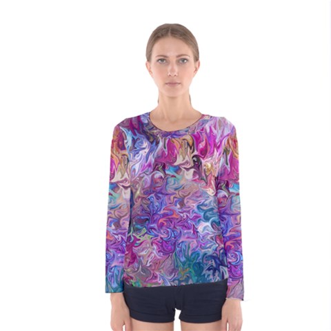 Painted Flames Women s Long Sleeve Tee by kaleidomarblingart