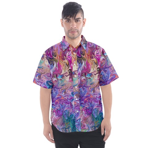 Painted Flames Men s Short Sleeve Shirt by kaleidomarblingart