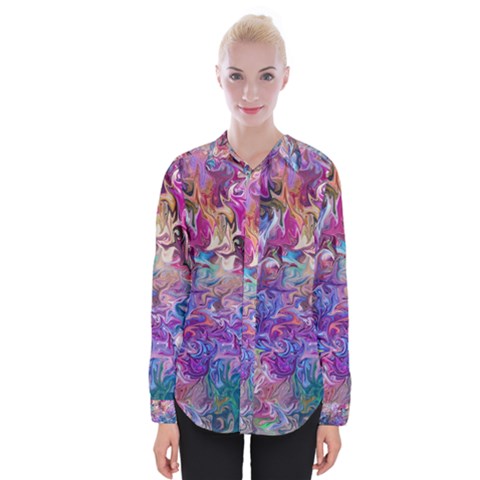 Painted Flames Womens Long Sleeve Shirt by kaleidomarblingart