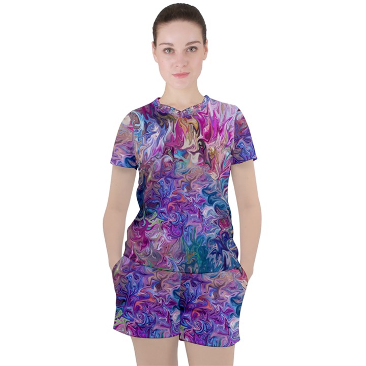 Painted flames Women s Tee and Shorts Set