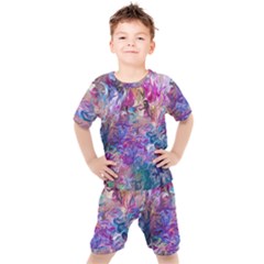 Painted Flames Kids  Tee And Shorts Set by kaleidomarblingart