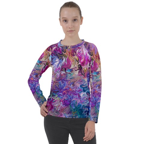 Painted Flames Women s Long Sleeve Raglan Tee by kaleidomarblingart