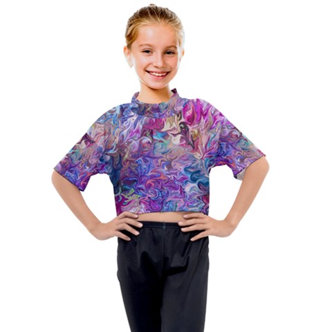 Painted Flames Kids Mock Neck Tee by kaleidomarblingart