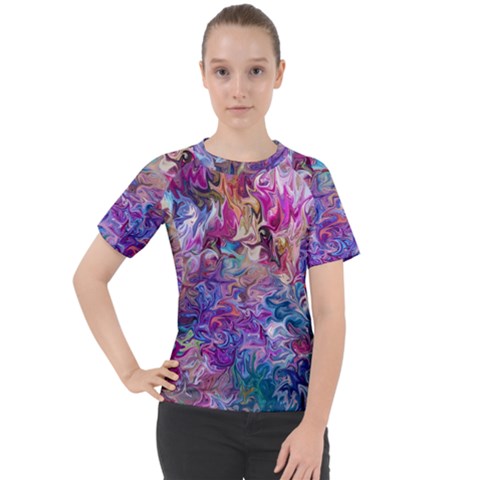 Painted Flames Women s Sport Raglan Tee by kaleidomarblingart