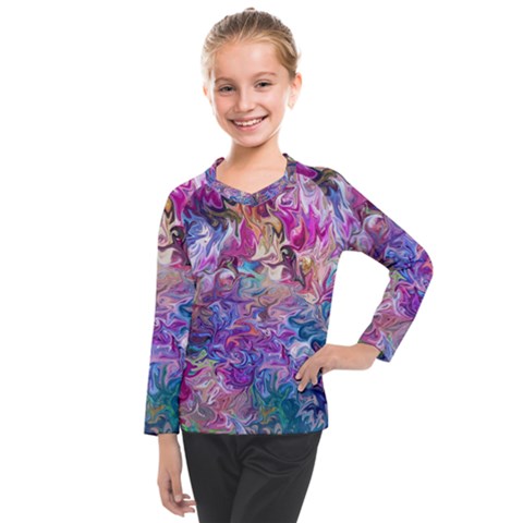 Painted Flames Kids  Long Mesh Tee by kaleidomarblingart