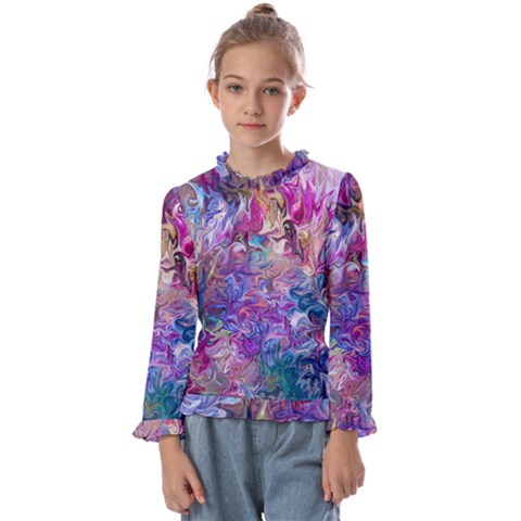 Painted Flames Kids  Frill Detail Tee by kaleidomarblingart