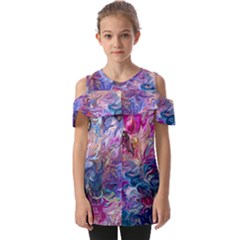 Painted Flames Fold Over Open Sleeve Top by kaleidomarblingart