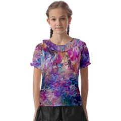 Painted Flames Kids  Frill Chiffon Blouse by kaleidomarblingart