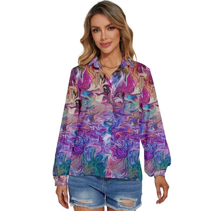 Painted flames Women s Long Sleeve Button Up Shirt