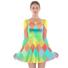 Low Poly Triangles Long Sleeve Skater Dress by danenraven